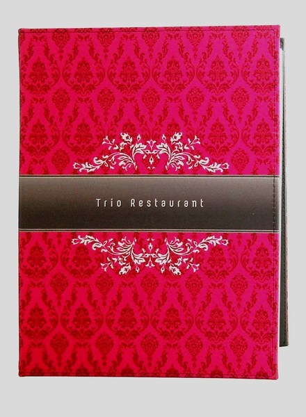 Karta menu nr 123 - okładka drukowana na tkaninie