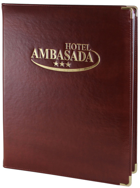 Menu card No. 463 - model PRESTIGE with golden decorative metal corners