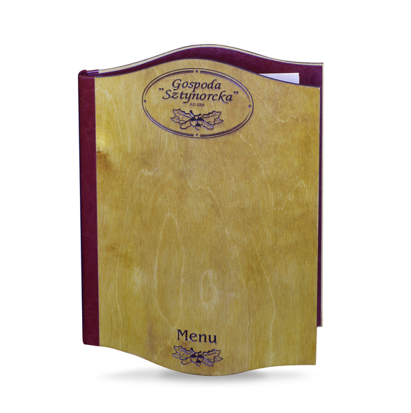 Menu card 097 - wooden cover -  2 arches