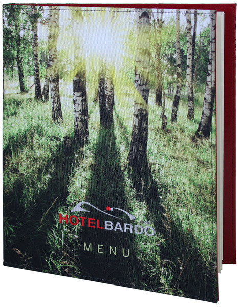 Menu card No. 561 - model Prestige card printed on fabric