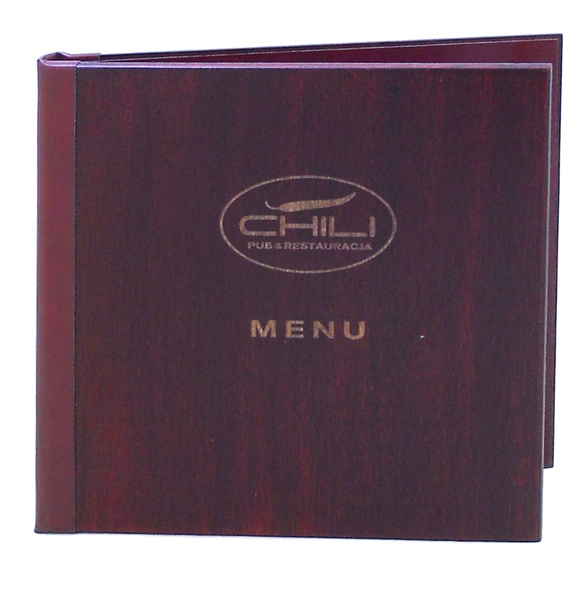 Karta menu nr 107 - model Prestige kolor bordowy z jasnym grawerem