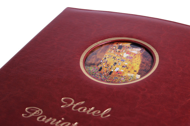 Menu card No. 620- natural canvas, round window with graphics