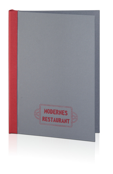 Menu card No. 626- model Klmmix, natural canvas, red logo