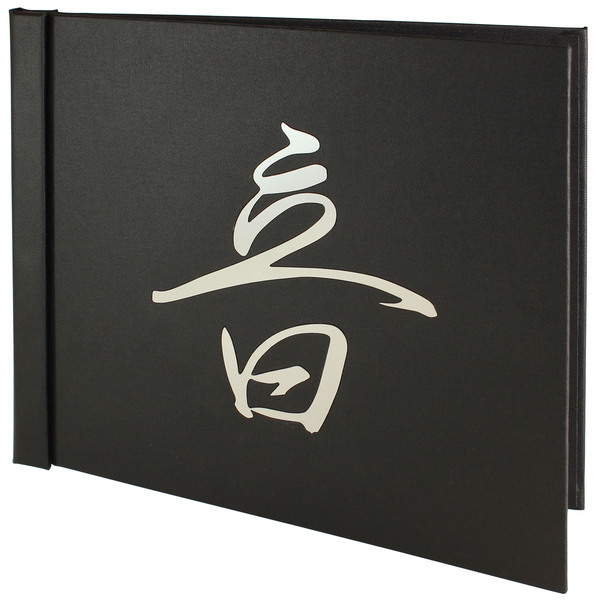 Menu card No. 691- model Spine, natural canvas, silver inset