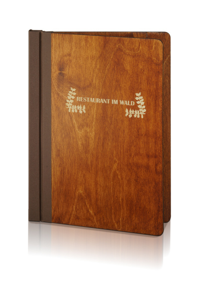 Menu card No. 712- model Spine, wood, engraved logo