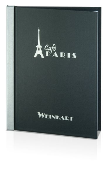 Menu card No. 714- model Spine, natural canvas, silver logo