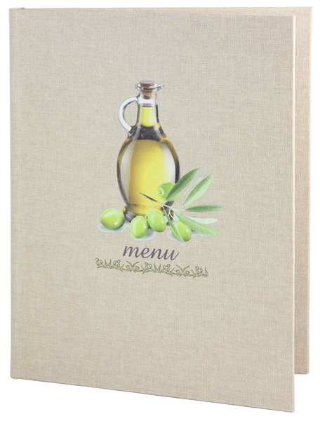 Menu card No. 728- model Prestige, natural canvas, logo full color (UV printing)