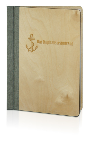 Menu card No. 750 - model Klemmix of wood