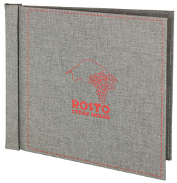 Menu card No. 773 model Spine, natural canvas, with logo