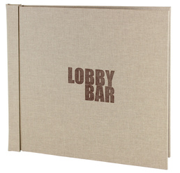 Menu card No. 785 model Spine, natural canvas, with logo