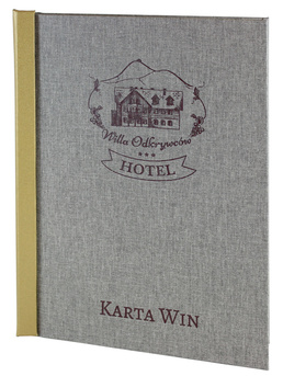 Menu card No. 788 model Spine, natural canvas, with logo