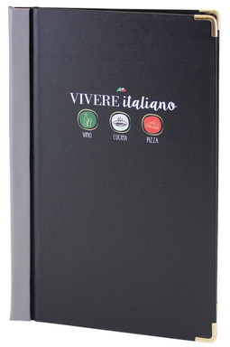 Menu card No. 782 model Spine, printed fabric, with logo