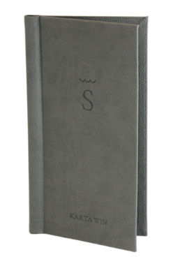 Karta menu nr 1070 model Klemslim z ekoskóry szarej ze struktura