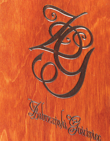 logo engraved with laser and darkened