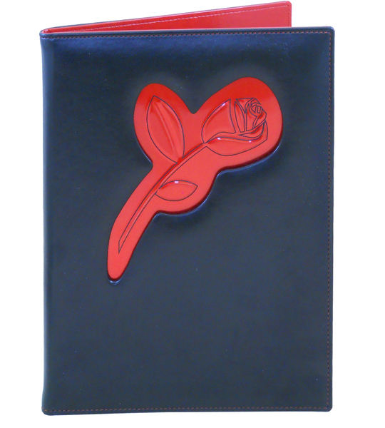 Menu card No. 112 - laser engraving on convex red sheet metal