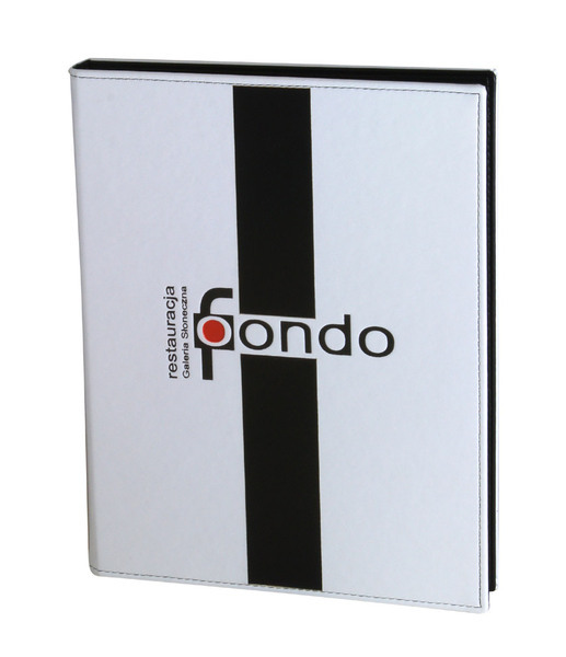 Menu card 011 -  black vertical strip made of eco leather