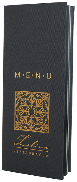 Menu card No. 149 - gildings on fabric made in hot-stamp technique