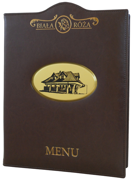 Menu card No. 151 - card made of eco leather with engraved insert
