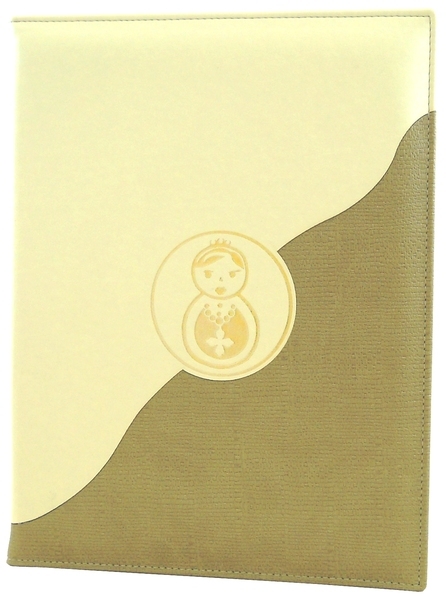 Menu card No. 156 - non-standard cut out in eco leather - with structure of artificial marble
