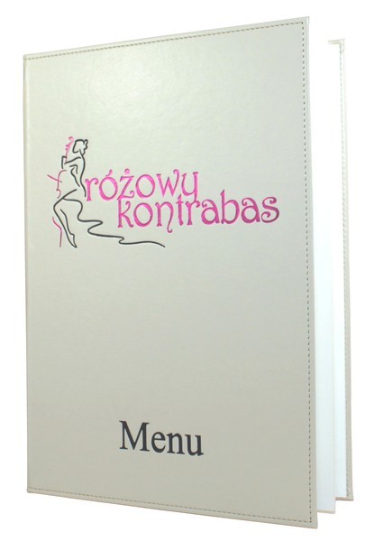 Menükarte Nr. 164 – zweifarbige Heißprägung auf Kunstleder ekrü