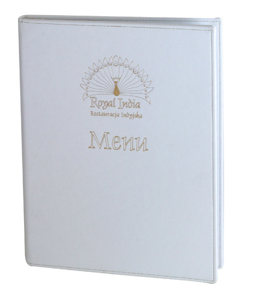 Menu card 020 - gilding on white eco leather
