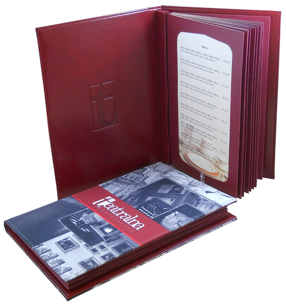 Menu card No. 169 - model Modern P with embossed inside in eco leather