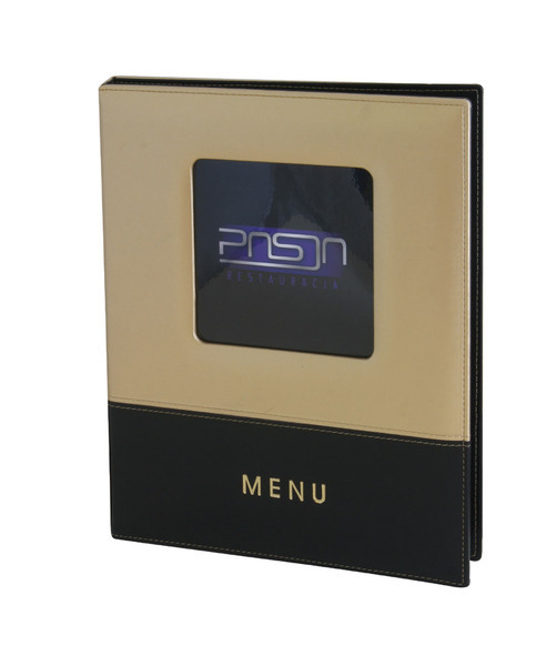 Menu card 025 - combination of black and golden eco leather