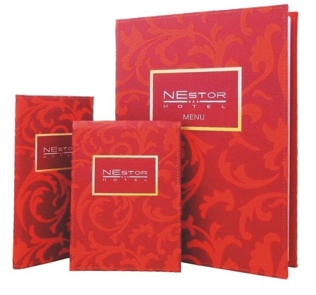 Menu cards No. 173 - Menu cards, notepad and case for bills - covers printout on fabric