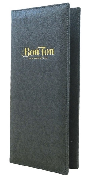 Menu card No. 191 - model PRESTIGE K 1/2 A4 eco leather in charcoal colour