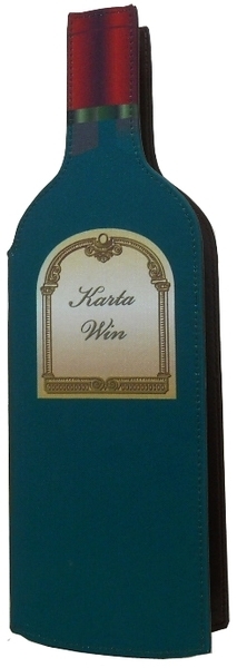Wine card No. 179 -  cover in shape of bottle covered with printed fabric