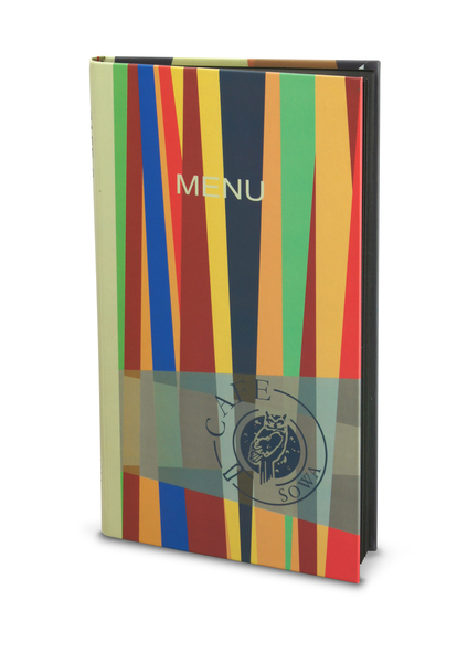 Menu card 022 - cover with printout on fabric