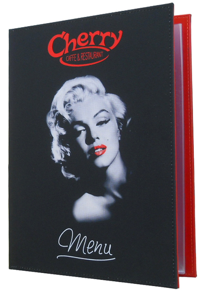 Menu card No. 187 - cover made of printed fabric