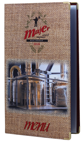 Menu card No. 200 - cover printed on fabric, cards according to client's project