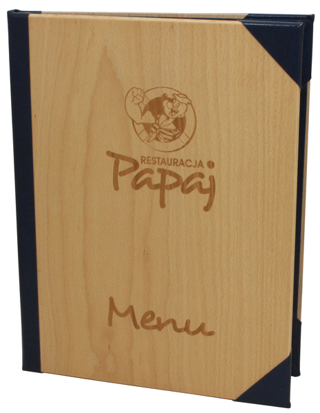 Karta menu nr 208 - okładka Prestige drewniana kolor  naturalny, grawerowane logo