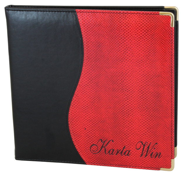 Wine card No. 211 - combination of 2 colours of eco leather and black inscription
