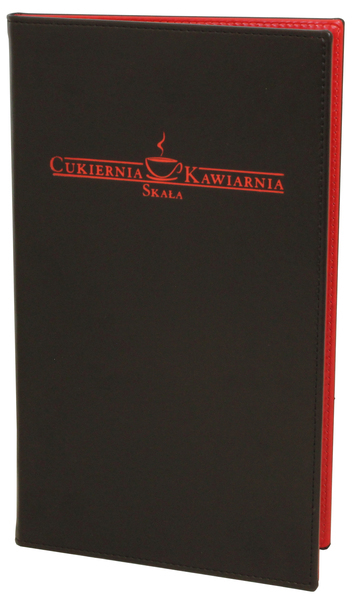 Menu card No. 213 - cover with combination of colours red and black