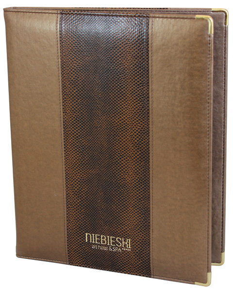 Wine card No. 222 - combination of 2 colours of eco leather and printed inscription