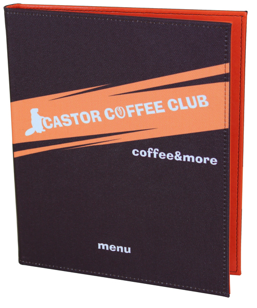 Menu card No. 225 - Card format A5 made of printed fabric