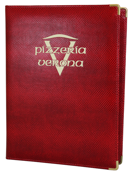 Menu card No. 226 - card menu made of eco leather with ecru logo