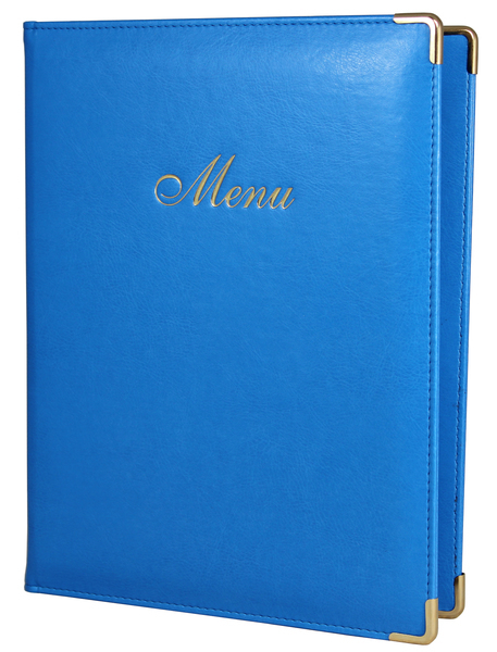 Menu card No. 228 - card menu for sleeves made of blue eco leather