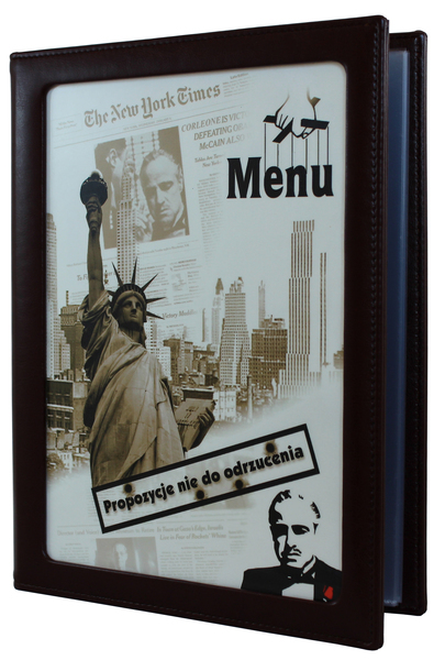 Menu card No. 230 - card made of eco leather with window with client's design