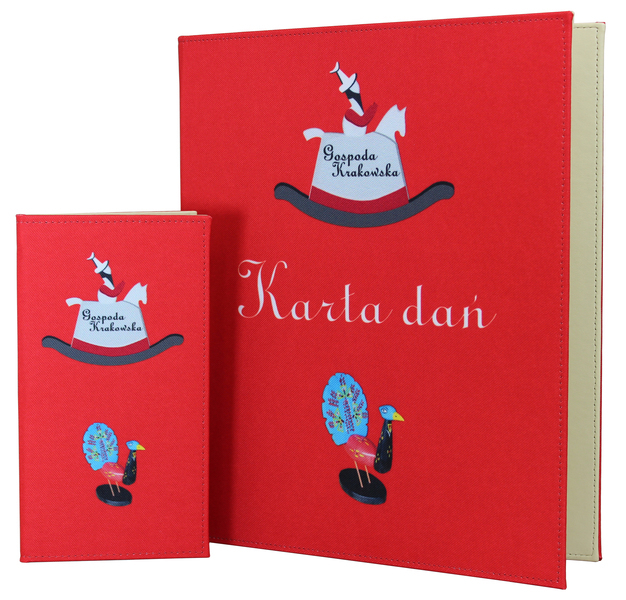 Menu card No. 234 - menu and accessories printed on fabric