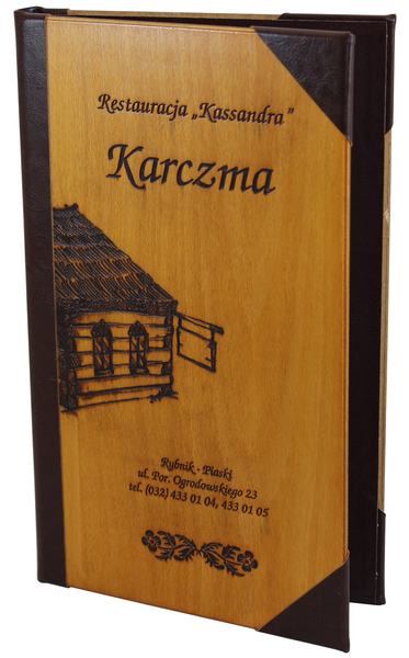 Menu card 042 - Wooden card with engraved logo and inscriptions