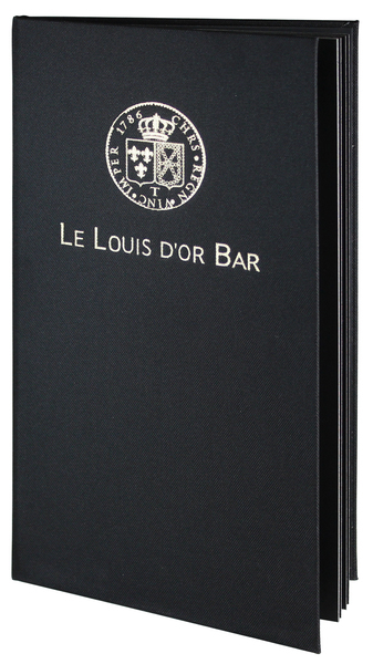 Menu card No. 301 menu Prestige made of eco leather with silver logo