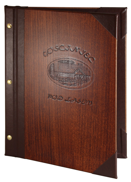 Menu card No. 302  Wooden card with engraved logo