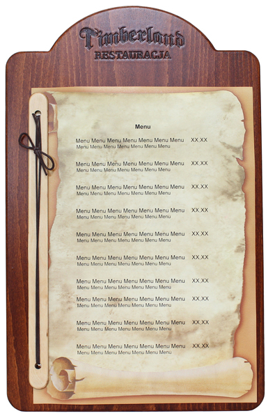 Menu card No. 319 - Wooden card model Sieded with engraved logo