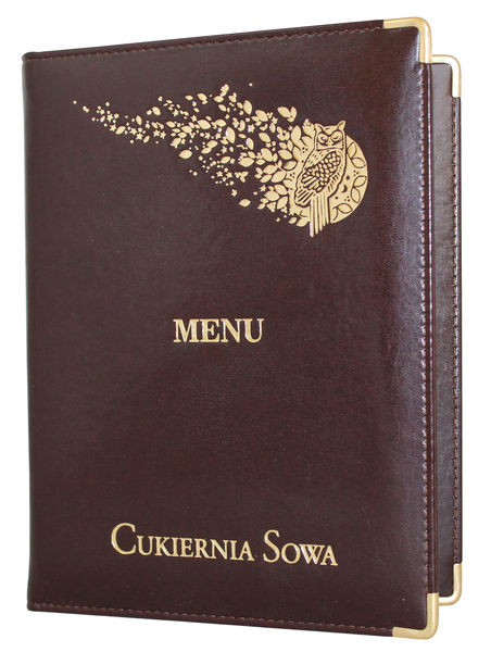 Menu card No. 320 - menu Prestige made of eco leather with gilded logo