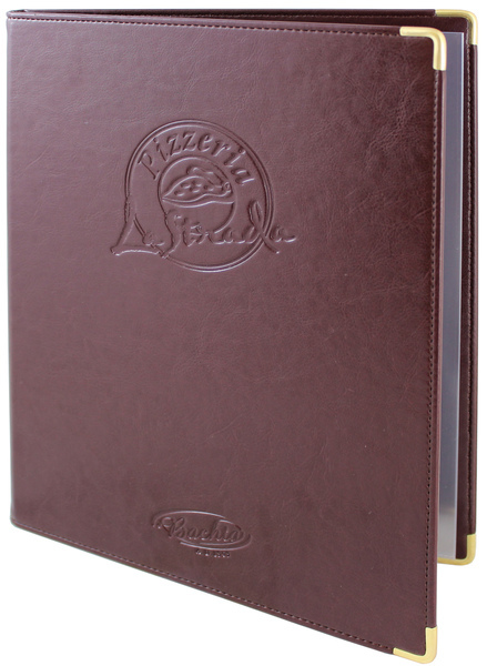 Menu card No. 328 menu Prestige made of eco leather with embossed logo