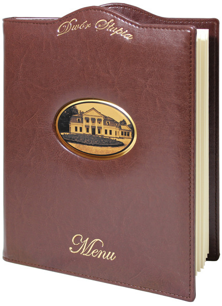 Menu card No. 330 - card made of eco leather with engraved insert
