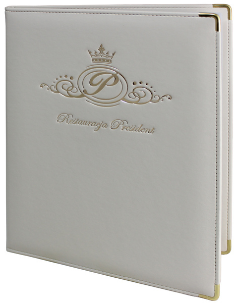 Menu card No. 338 - model PRESTIGE with golden decorative metal corners